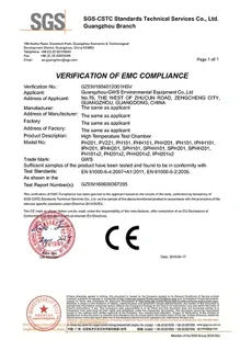 Câmara de alta temperatura 220 V (2 unidades incluídas) - Relatório e certificação EMC