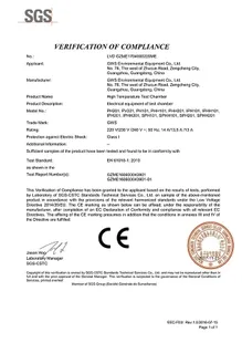 Câmara de alta temperatura 220 V - Certificado LVD